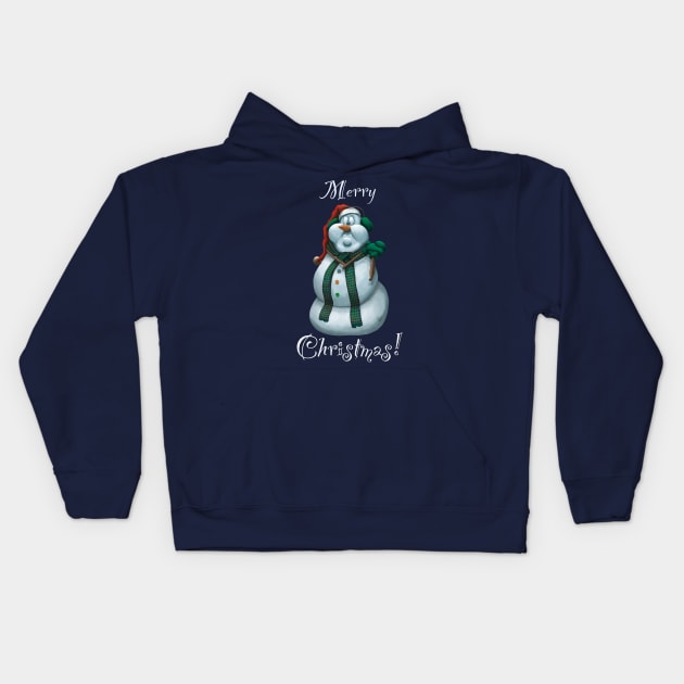 Joyful Merry Christmas Holiday Snowman Kids Hoodie by abbottcartoons